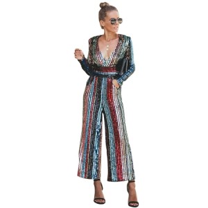 Pop The Champagne Pocketed Sequin Jumpsuit